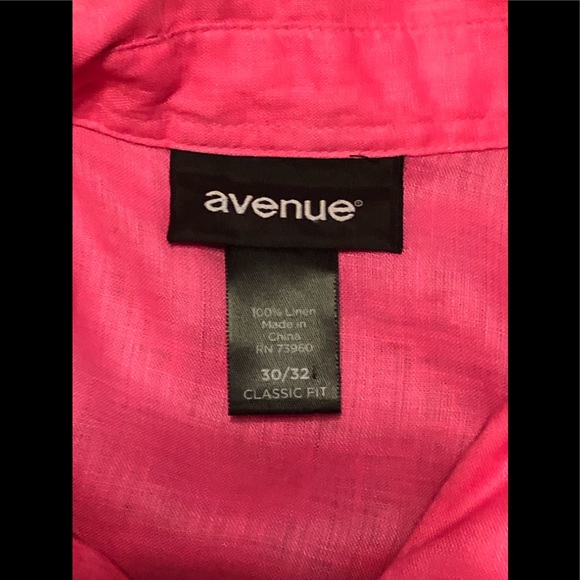 Avenue 30/32 Button Up Shirt Top🌷100% Linen Summer Classic - Picture 8 of 9